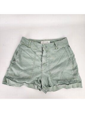 Anthropologie Cloth & Stone Tencel High Rise Moss Green Cuffed Shorts XS X-Small